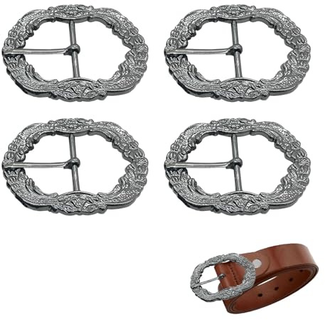 Batheidon 4 Stück gürtelschnalle herren, schnallen für Herren, Metall Gürtelschnallen für Trachtenhosen, Robuste und stilvolle Schnallen mit traditionellem Design, für Lederhosen und Accessoires