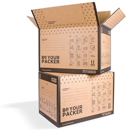 Cajas de Mudanza Grandes 60x40x40 cm con Asas, Pack de 50 | Be Your Packer