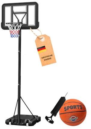 Dönges Basketballkorb höhenverstellbar 1,50-3,05m - Komplett-Set mit Ball & Pumpe - Outdoor & Indoor - Robuste wetterfeste Konstruktion - Für Kinder & Erwachsene