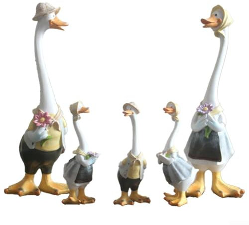 babominimer Statua da giardino a forma di anatra in resina, bianca, decorazione realistica, per prato, stagno, patio, resistente alle intemperie, bassa manutenzione (F)