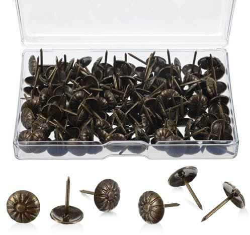 150 tachuelas para tapicería, color verde antiguo, fácil instalación, tachuelas para muebles en sofás, sillas, cajas de joyería, clavos decorativos para manualidades y renovación (1,6 x 1 cm)