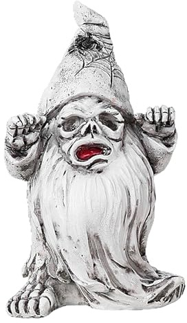 Gnomos de terror para jardín, adorno de jardín al aire libre, figura de enanos de Halloween, decoración de fantasmas, estatua de gnomo espeluznante para escritorio, dormitorio, alféizar de la ventana