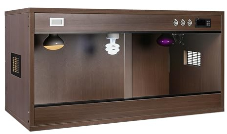 Habitat for rettili con termostato, terrario for rettili in legno con presa d'aria in metallo, recinzione con porta scorrevole in acrilico trasparente for lucertola, geco(Br,11.89gal)