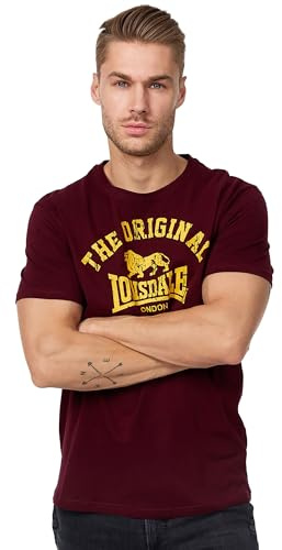 Lonsdale Unisex T-shirt Slim Fit Original Langarmshirt, Altmodisches Weinrot, M EU