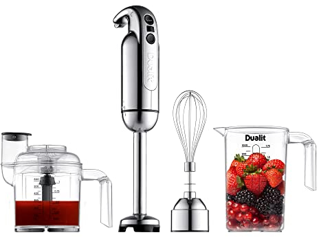 Dualit Pürierstab Stabmixer Set - Handmixer Set mit Schüssel, Schneebesen, 1L Messbecher - 700W Zauberstab Küchengerät mit Turbo Speed - Ideal für Suppen, Smoothies, Dip, Babynahrung, Gemüse