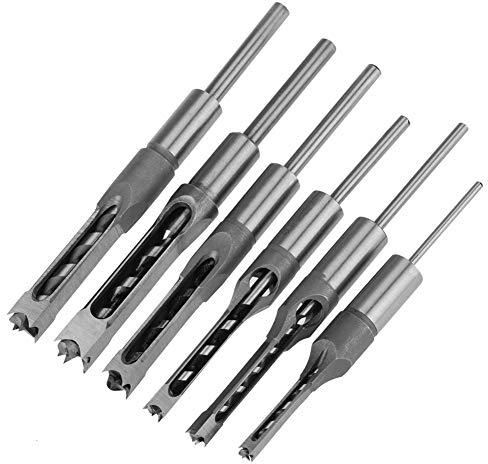 Juego de 6 brocas cuadradas para taladro, 6,4/8/9,5/12,7/14/16 mm taladros de agujero cuadrado mortero cincel set puntas cuadradas para la carpintería
