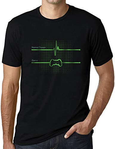 Camiseta Estampada para Hombre Latidos Gamer Gaming Funny Esports – Gamer Heartbeats Gaming Funny Esports – T-Shirt Vintage Manga Corta Regalo Original Cumpleaños Diseño Gráfico Moda Negro Profundo