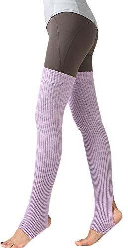 Nanxson Damen Beinwärmer Winter Gerippt Gestrickt Beinstulpen Strumpf für 80er Jahre Party Dance Sport Yoga TTW0072 (licht lila)