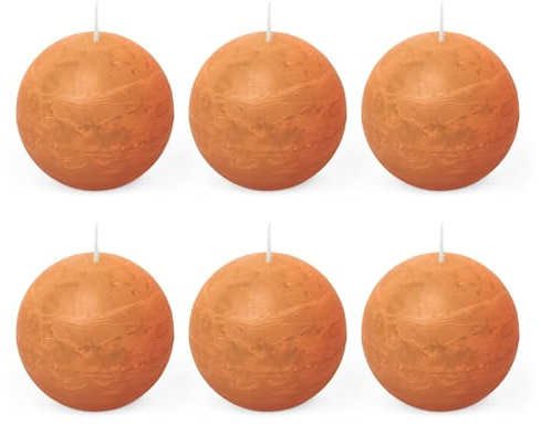 Spaas 6x Vela esférica rústica 80 mm 24 h, naranja