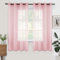 Woaboy Voile Gardinen Kurz Vorhänge Transparent Wohnzimmer mit Ösen Stores Gardinen Schlafzimmer Ösenvorhang Scheibengardine Schlaufengardinen Modern 2er Set 140x175 cm (B x H) Rosa