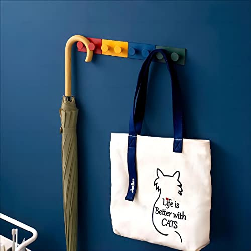 tikono Lot de 4 crochets muraux amusants pour décoration de chambre d'enfant, support mural créatif, support coloré et cool pour accrocher des chapeaux, des vêtements, des clés et des serviettes