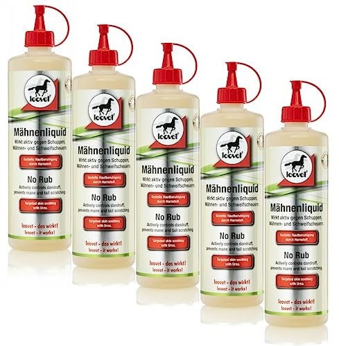 RL24 leovet - Mähnenliquid für Pferde | Haarwasser gegen Schuppen, Mähnen- & Schweifscheuern | Lotion Macht schuppenfrei | gegen Juckreiz | Pferdepflege | 5 x 500 ml (5er Set)