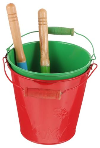 BRIGHTFUFU 4 Stück Garten Blecheimer Pooleimer Für Kinder Sandspielzeug Gefälligkeit Für Strandpartys Sandwanne Wasserspieleimer Sandschaufel Aus Metall Rosa Eimer Mit Sand Spielen Eisen