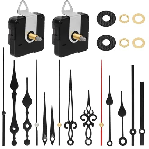 Mardatt Kit di 2 meccanismi per orologio da parete con 5 diverse paia di lancette, parti di ricambio per orologio, movimento a batteria, sistema silenzioso per orologio da parete (20 mm)