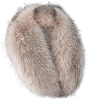 URFEDA Collo in pelliccia rimovibile per cappuccio, collo in finta pelliccia di volpe sintetica 55 cm da donna lunga sciarpa scialle collo in pelliccia invernale per piumino e cappotti (cammello