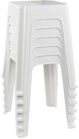 Ponpong 18.7 Inch Plastic Stack Backless Stools, Classroom Stackable Stools, White, Pack of 6