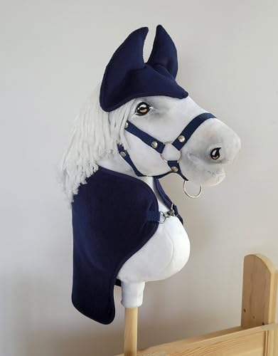 Set für Steckenpferd A3: Decke + Ohrenschützer. Kein Pferd enthalten. Granat.