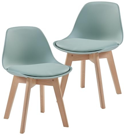 [en.casa] Set de 2 Chaises pour Enfants pour Chambre d'enfant Moderne Assise Rembourrée en Simimicuir PU Plastique Hêtre 56 x 38 x 33 cm Vert Menthe