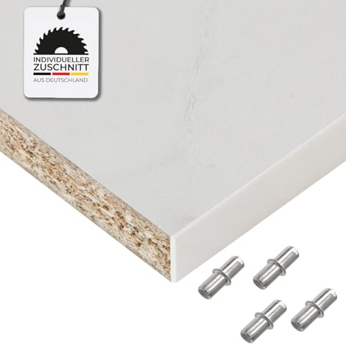 Hausfux Einlegeboden, Regalboden nach Maß - 1,9 cm Starke Spanplatte, melaminbeschichtet, einseitige ABS-Kante - Made in Germany - Maßanfertigung - für Möbelbau (India Marmor, 60 x 30 cm)