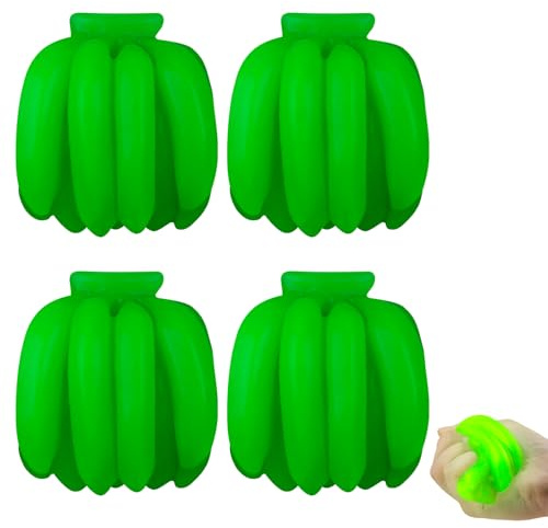 Anboor 4-delad squishies-leksak med bananer, färgskiftande stressleksak med klämbanan, simulerad fidget-sensorisk leksak för barn och vuxna, pris för klassen, festgåvor