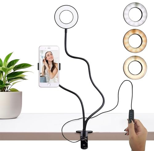Aro de Luz Led Con 30 Tonos Regulables, Soporte Móvil Para Grabar Video y Streaming, Ring Light Professional Para Selfie y Maquillaje