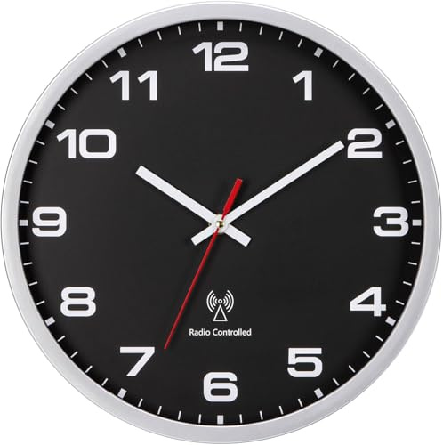 NESIFEE Reloj de pared radiocontrolado por radio, reloj de pared de 25 cm, vintage, reloj de cocina, reloj de pared infantil, reloj de pared moderno, radiocontrolado por radio