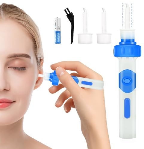 Pavlleen Ohrenschmalz Entferner, Elektrisch Ohrenreiniger, tragbares Ohrenspülset , Mit 2 Waschbaren Ersatzköpfen Und Batterie, Sicherer Schmerzloses Ohrreiniger, für Kinder, Erwachsene nd ältere Me