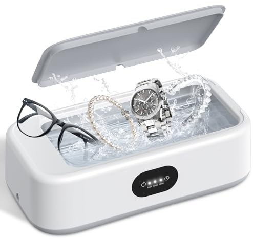 Ultrasonic Jewelry Ring Cleaner, 700ml(24oz), 49khz, 48W,Multiple Digital Display Modes Convenient Jewelry Cleaner for Jewelry, Eyeglasses, Keys, Combs, Coins, Razor Heads
