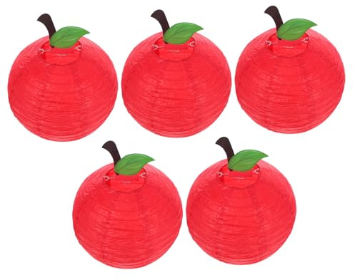 UPKOCH 5 Piezas Linternas Decorativas Forma de Manzana de Unidades Faroles Colgantes Rojos para Fiestas de Cumpleaños Shower y Decoración del