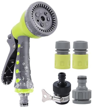 Gartenbrause, 8 Einstellbare Sprühmodi, Handbrause Spritzpistole mit Schnellkupplungsadaptern, Für Gartenbewässerung, Autowäsche, Haustierdusche, 4 Anschlüsse, Einhandbedienung (2025 Neu)