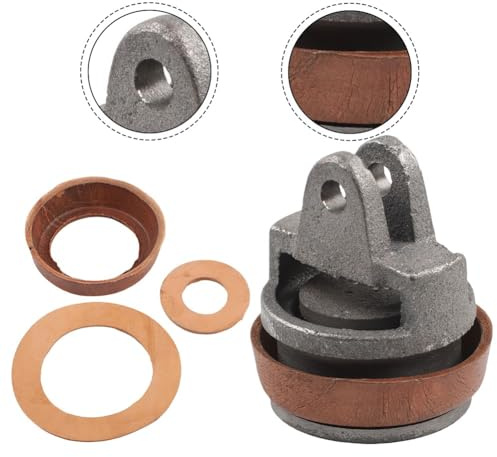Piston de rechange avec manchette en cuir et joint d'étanchéité pour pompe manuelle type 75, comprend 1 piston, 1 joint en cuir, 2 rondelles en cuir de vachette, construction en fonte, 9,5 x 6,5 cm