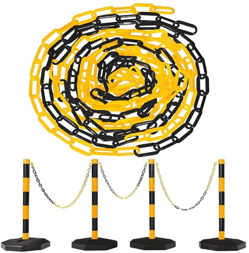 Persiiious 15 M Cadena de Plástico, 6 mm de Grosor, Cadena Barrera de Plástico, para Advertencia Seguridad Espacio de Estacionamiento, Control de Multitudes