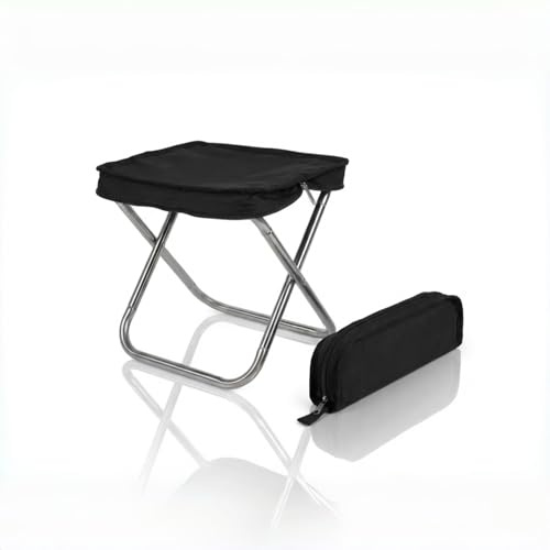 oiikain Foldable Backpack Stool for Adults - 12 Compact Portable Folding Chair, 300LBS Capacity, Durable 900D Oxford Fabric, No Assembly, for Camping, Fishing, Travel & Outdoor (Black)