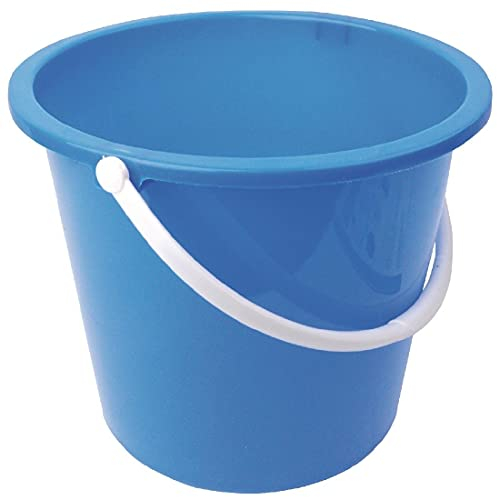 Jantex Round Plastic Bucket with Handle 10 Litre, Blue, Cleaning Bucket, Colour Coded Cleaning, Size: 26(H) x28(W) x29.5(D) cm, Professional & Home Use, CD804