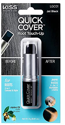 RED by Kiss Quick Cover Root Touch Up Stick de type bâton de retouche résistant à l'eau pour correcteur temporaire gris pinceau pour cheveux et barbe (noir de jais)