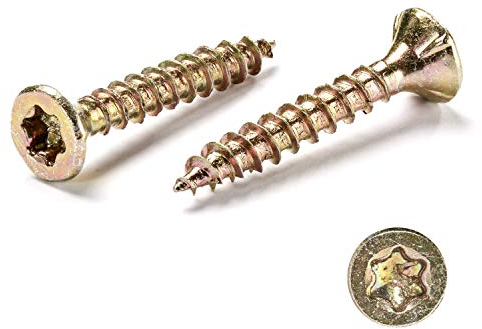 INNONEXXT Tornillos para tableros de aglomerado de primera | 3,5x16mm 500 Pcs. | tornillos madera, Tornillos multiuso, Tornillo universal, cabeza Torx, punta cortada, zincados en amarillo