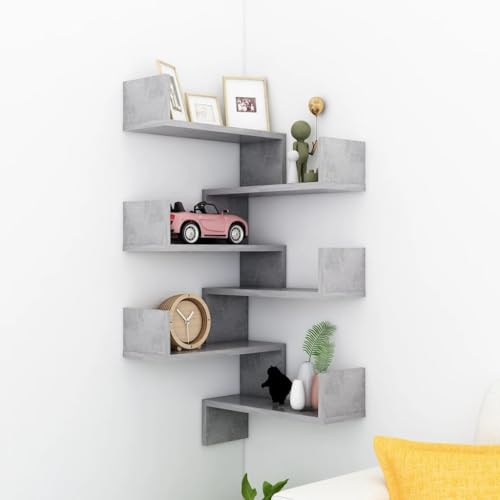 vidaXL Eckregal 2 Stück Beton grau 40x40x50 cm Holzregal