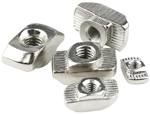 30 Pcs 4040 Series M6 T Nuts, T Slot Nut Hammer Head Fastener Nut, Nickel Plated Carbon Steel Nut for European Aluminum Profile,Drop in T Slot Nuts Assortment Kit(40-M6)