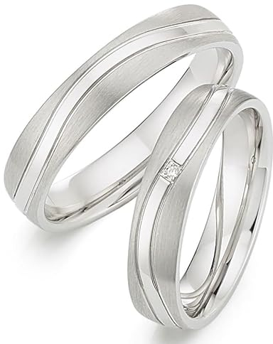 123traumringe Eheringe in 925 Silber I Partnerringe mit Etui & Gravur I Damenring mit 1 Zirkonia I Wählbare Ringgröße 50-70 mm I Verlobungsringe in 4,5 mm Breite & 1,7 mm Stärke I S85