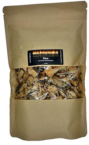 www.Smokerholz24.de BBQ Plag Räucherchips Fino Wein, 1 Liter – milde Räucherspäne aus Eichenholzfässern mit feinen Weinaromen für Grill & Smoker
