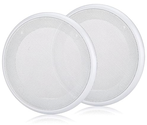 Unifizz 2 cubiertas de rejilla de altavoz de techo de coche de 6.5 pulgadas, parrilla redonda blanca para altavoz comercial de 6.5 pulgadas, anillo decorativo para altavoz, accesorio de bricolaje