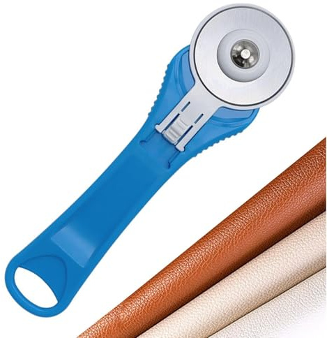 Vitsrisea Rotary Fabric Cutter - Herramienta textil ergonómica, hoja de acolchado inoxidable, cuchilla de rodillo de 45 mm, cortador de rueda, grosor de ropa circular para proyectos de costura