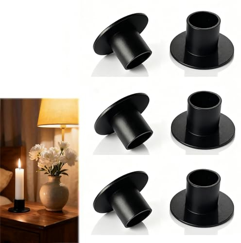 Porte-Bougies Eisen,Décoration de Table,Set de 6 Bougeoir en Métal,Décoration Romantique pour Dîner,Idée Cadeau pour Mariage ou Noël (Noir)