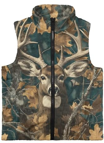 Dolyues Gilet en Polaire Chaud pour Garçons avec Motif Camouflage pour la Chasse, Veste Poussette avec Poches et Fermeture Éclair Complète, 2-12 Ans, 3 ans