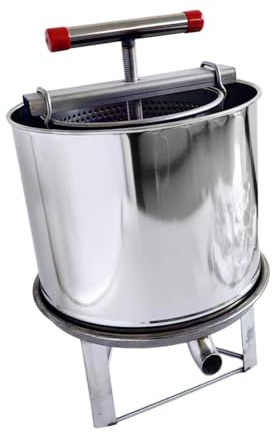 lopituwe Honey Press Machine Stainless Steel Manual Beekee Extractor Stable Honey Extractor Stainless Steel Manual Beekee Kitchen Press Machine Beekeeper Equipment Portable, Silver, Bend Mouth