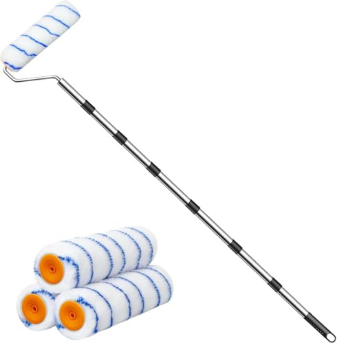 Rullo per pittura da parete, rullo da pittura, 3 pezzi rullo da 23 cm, asta ispessita, asta telescopica in lega di alluminio, 17-83 pollici, pennello da parete per pareti, soffitto e legno, asta di
