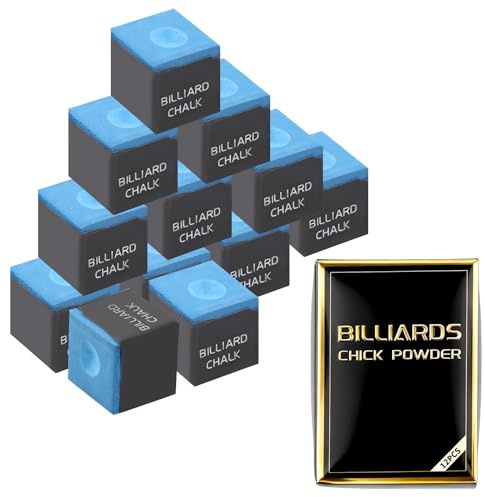 Pool Cue Chalk 12PCS, Triangle Non Slip Tip Grip Blocks for Billiard Table Use, Training Accessory for Snooker Practice and Daily Play