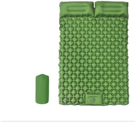 Materasso ad aria da campeggio doppio con cuscino, materassino gonfiabile per esterni, impermeabile e portatile (verde, per letto matrimoniale)