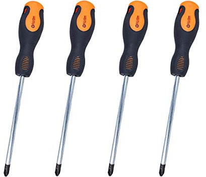 LEDLUX Destornilladores de cruz de 4 piezas, destornillador de estrella, con punta magnética, muchos tamaños para elegir (PH3 8X150mm)