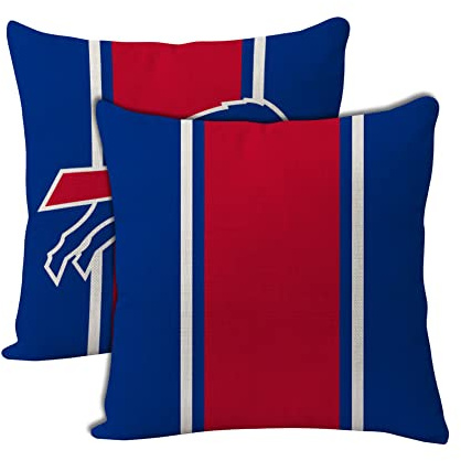 2pcs Football Style Throw Pillow Covers 18 x 18 Inch Linen Material Pillow Case Decoration for Buffalo Home Sofa Couch